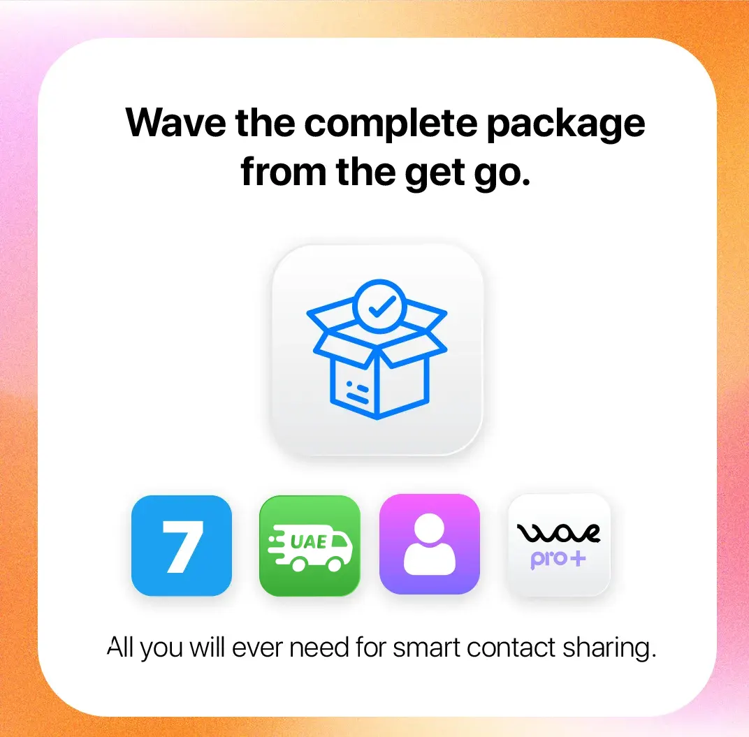 Wave Free NFC cards and tags including Wave Pro+ the complete package from the get go. All you will ever need for smart contact sharing. 