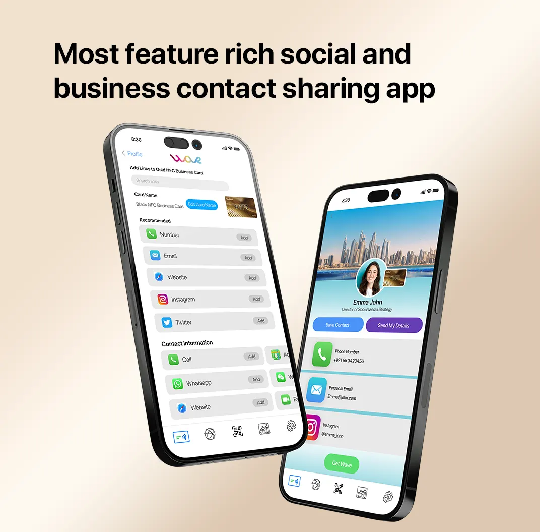Most feature rich social and business contact sharing app
			
				Wave Pro+ already has more features than anyone else.
				More added each month
			