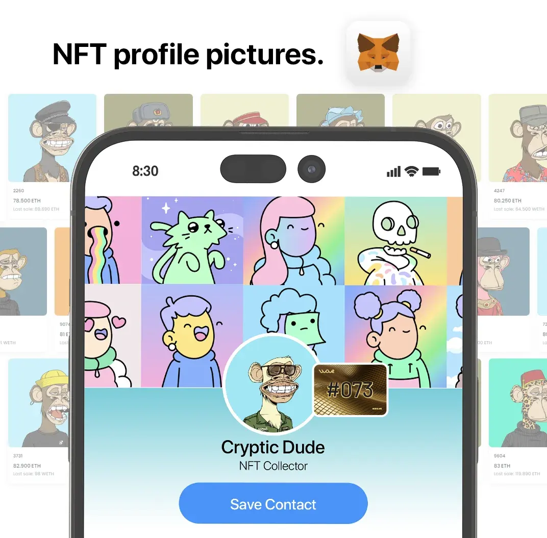 NFT profile pictures. Connect to Metamask wallet and load your NFT as a profile picture. 